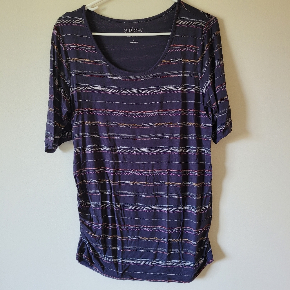 3/$20 A:Glow Navy Pattern Maternity Tee